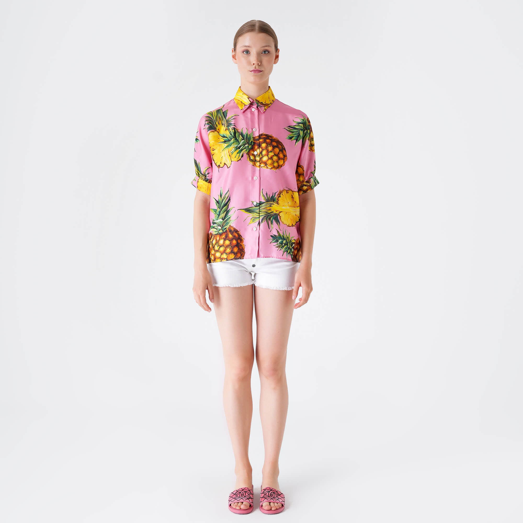 Dolce&Gabbana - Pink Pineapple Print Short Sleeved Shirt